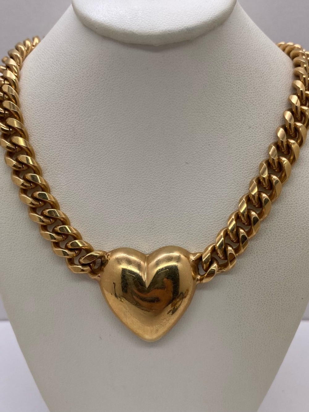 Chunky Gold Plated Heart Link Necklace - Women's Statement Jewelry